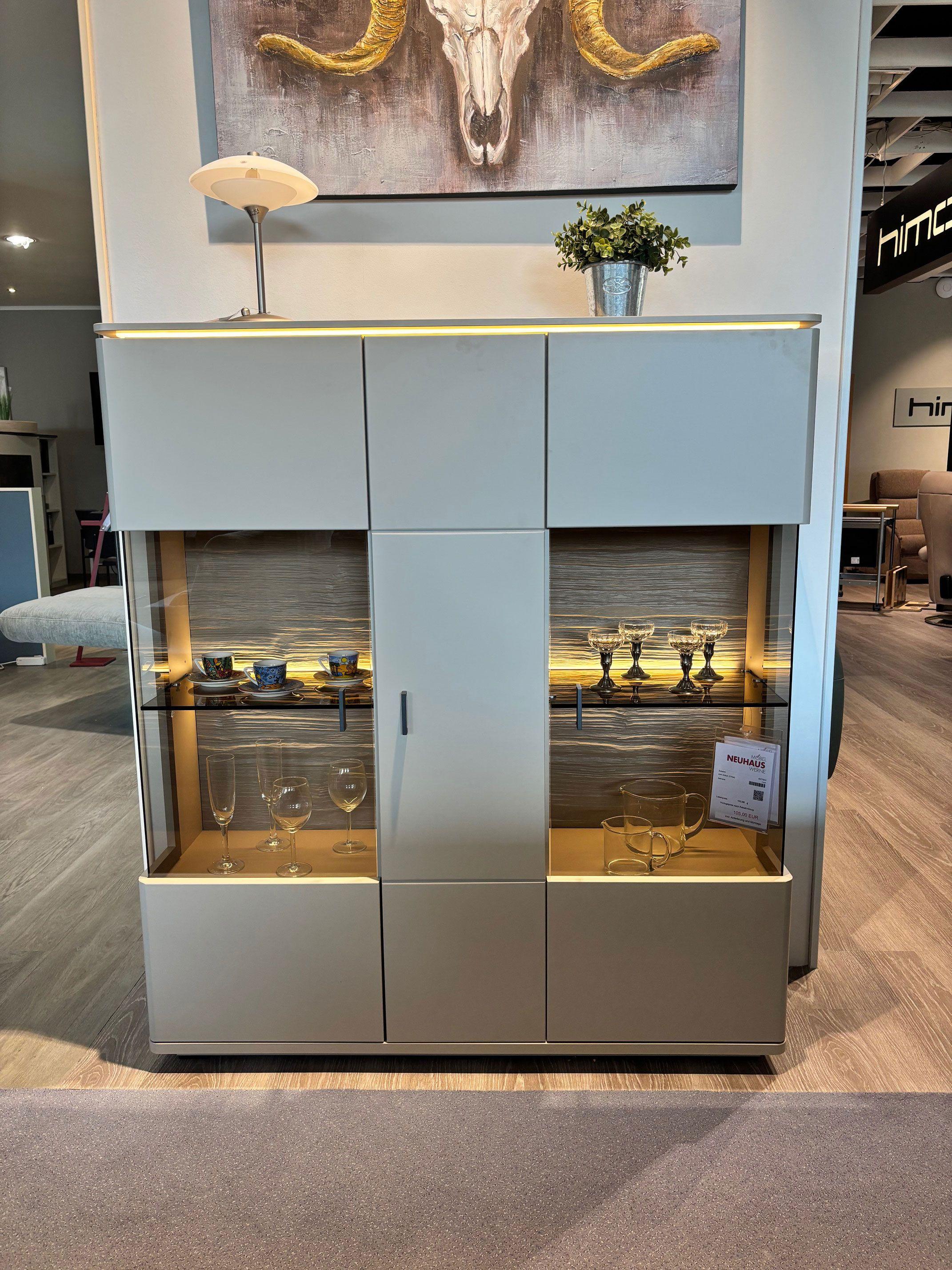 Highboard "Torrent" Front: Basalt Membran verpresst NB, Korpus: Basalt Melamin NB.