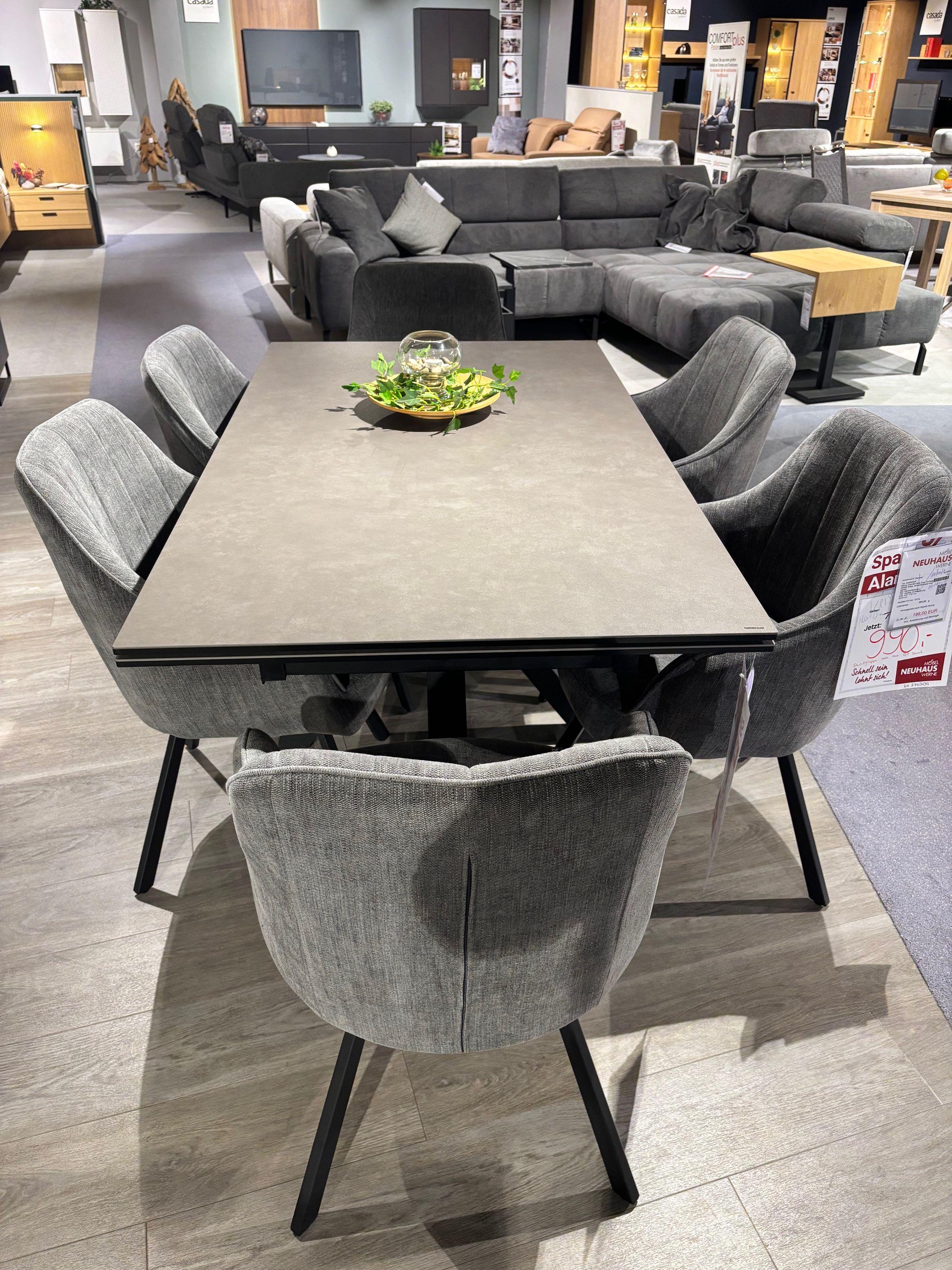 Esstisch "Nagano" 160 x 90 cm, Stirnauszug 80 cm auf 240 cm.