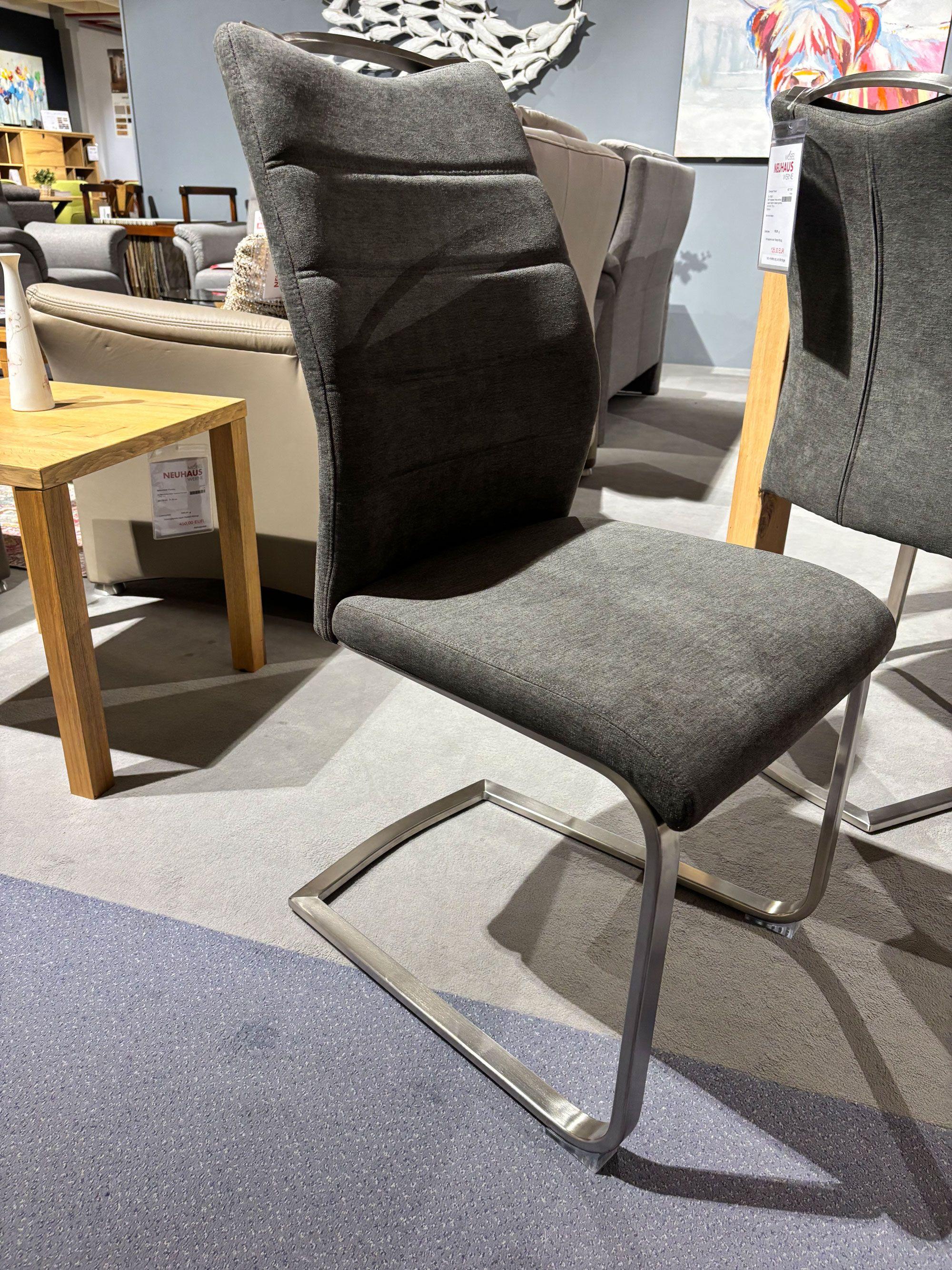 Stuhlgruppe „Schwingstuhl“, Stoff: Feingewebe Romeo anthrazit.