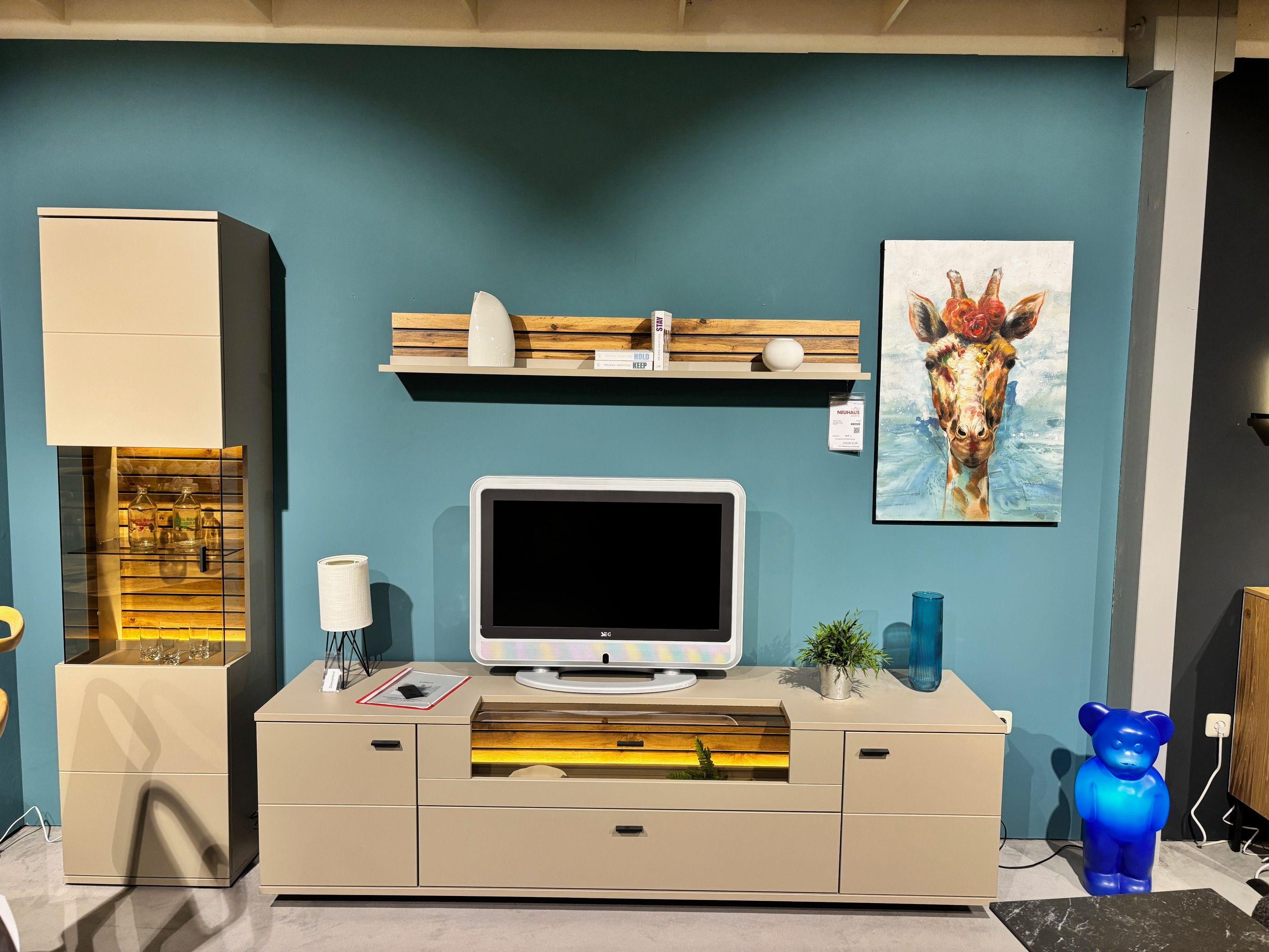 Wohnwand "Lüttich" B:270 H:199 T:50 cm, Front: Basalt NB, Korpus: Basalt Melamin NB.